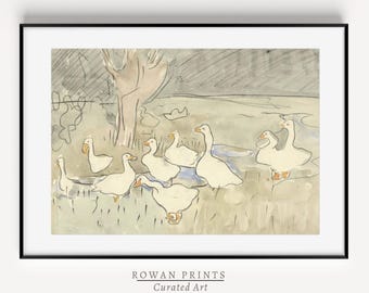 Vintage Ducks Painting | Cottage Core Decor | Farmhouse Nursery Wall Art PRINTABLE