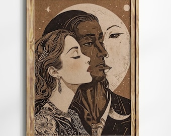 Impresión Art Déco de Mujer y Hombre Luna: Arte mural vintage de los años 20