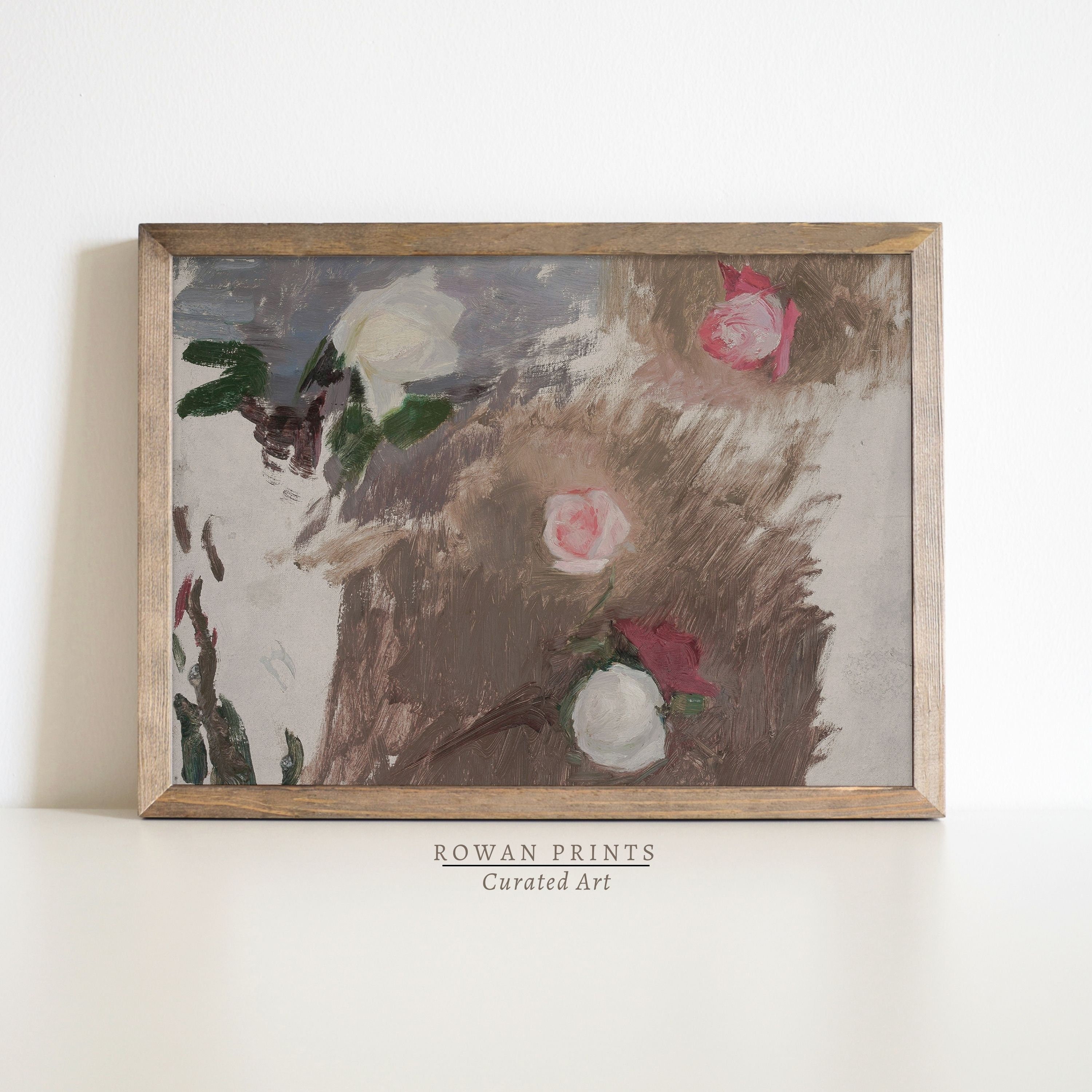 Vintage Roses Abstract Painting | Vintage Modern Art | Modern Farmhouse Decor | Digital PRINTABLE Wall Art