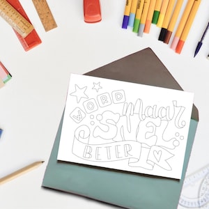 Carte de prompt rétablissement, carte à colorier imprimable, téléchargement instantané