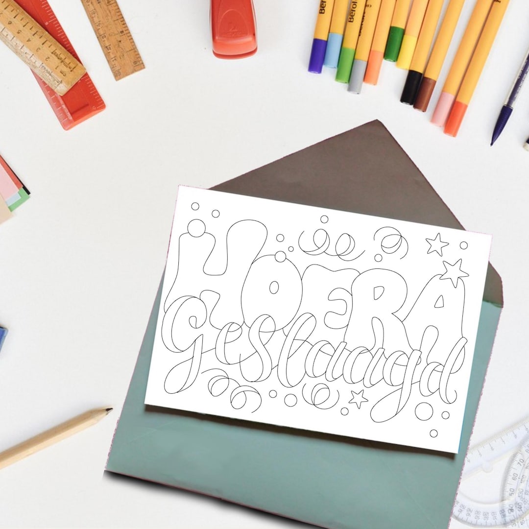 Hand Lettered Graduation Card Printable Graduation Card - Hand-lettered | DIY Coloring Card | PDF - Etsy