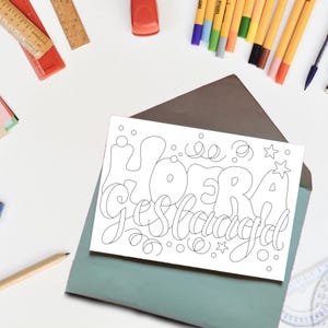 Tarjeta de felicitación de graduación, tarjeta para colorear imprimible, descarga directa