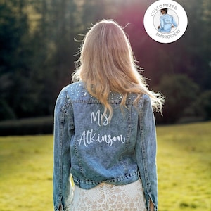 Custom Jean Jacket, Personalized Bridal Jean Jacket, Bride Denim Jacket, Mrs Jacket, Future Mrs Custom Jacket, Personalized Jacket, Bride