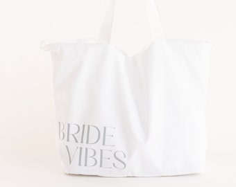 Bride Vibes Bag, Bride Bag, Bride Vibes Tote Bag, Bride Bucket Bag, Bachelorette Party Tote Bag, Gift For Bride, Bride Gift, White Bride Bag