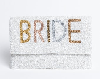 Bride Purse, Bride Clutch, Wedding Clutch For Bride, Beaded Bride Clutch Purse, Beaded Bag, White Beaded Clutch, Engagement Gift, Bride Gift
