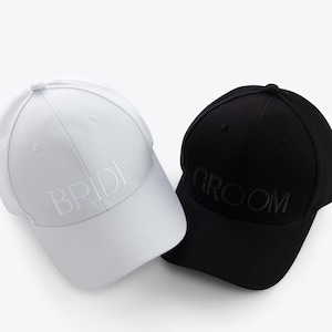 Bride & Groom Baseball Cap Duo - His and Hers Wedding Hats, Couple Baseball Hat Set, Matching Couples Hats, Couple Newly Engaged Gift