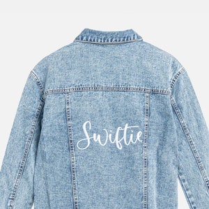 Personalized embroidered blue denim jean jacket - Swiftie
