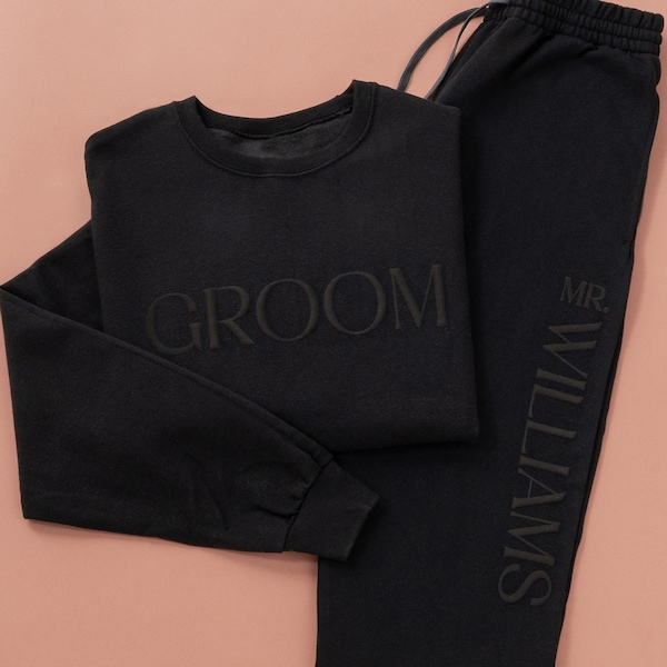 Embossed Groom Sweatshirt, Groom Joggers, Groom Gift Set, Groom Gift, Bride and Groom Sweatshirts, Matching Couples Sweatshirt, Wedding Gift