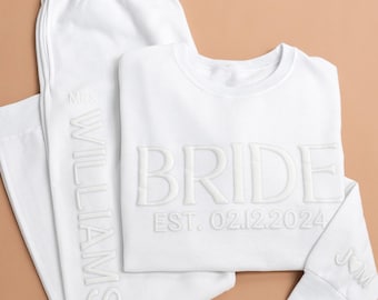 Embossed Bridal Gift Set, Bride Sweatshirt, Bride Joggers, Custom Bride Sweatshirt, Engagement Gift, Bridal Shower Gift, Gift For Bride