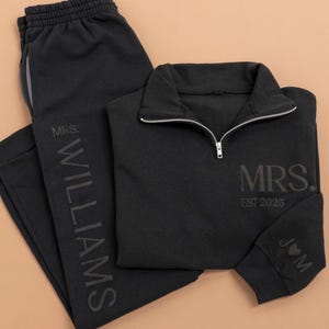 Embossed Mr Quarter Zip, Mr and Mrs Quarter Zips, Honeymoon Set, Matching Couples Sweatshirts, Gift For Husband, Hubby Sweatshirt