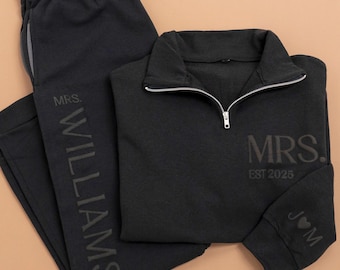 Embossed Mr Quarter Zip, Mr and Mrs Quarter Zips, Honeymoon Set, Matching Couples Sweatshirts, Gift For Husband, Hubby Sweatshirt