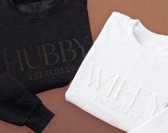 Sweat-shirt femme en relief, cadeau de mariée personnalisé, sweat-shirt personnalisé pour Mme, ensemble lune de miel, cadeau de douche nuptiale, cadeau de mariage, sweat-shirt pour mari
