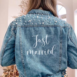 Personalized Bridal Jean Jacket, Bridal Jacket, Personalized Denim Jacket, Custom Jacket, Wedding Gift, I Said Yes, Customized Jacket