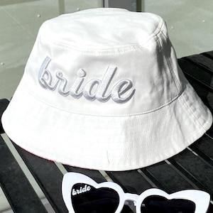 White Bucket Hat, Bride Bucket Hat, Bachelorette Party Hat, bridesmaid gift, Bachelorette Party Gift, Gift for Bride, Bride Gift, Summer Hat