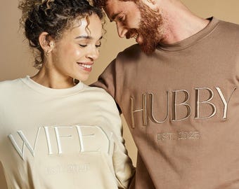 Husband and Wife Sweatshirts, Matching Outfits, Embroidered Couple Outfit, Custom Couple Gift, Mr and Mrs Shirts, First Anniversary Gift