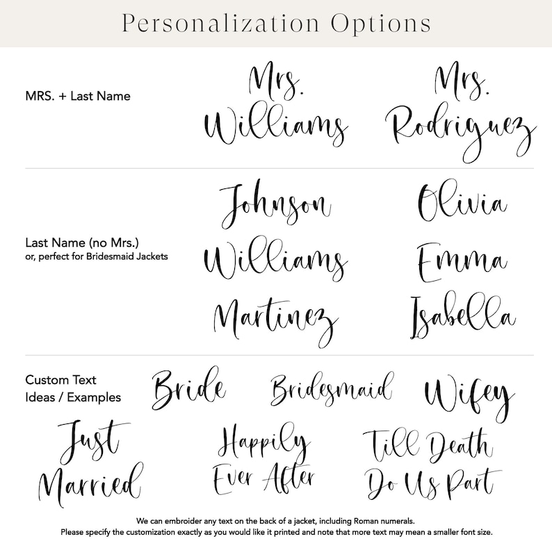 Personalization Options