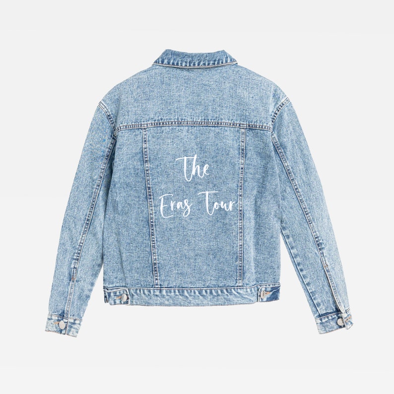 Personalized embroidered blue denim jean jacket - The Eras Tour