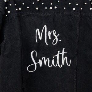 Bride Jean Jacket - Black Denim, Embroidered Black Bridal Jacket ...
