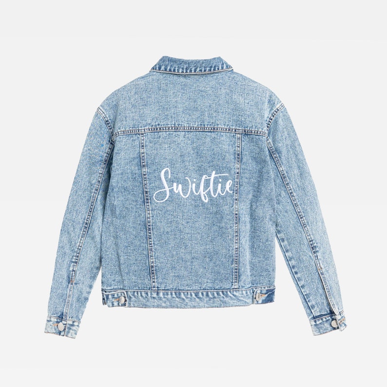 Personalized embroidered blue denim jean jacket - Swiftie