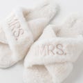 Bride Slippers for Wedding day, Bridal Slippers, MRS Fluffy Slippers, Day of Wedding Slippers, Soft White Slippers, Bridesmaids Slippers product logo