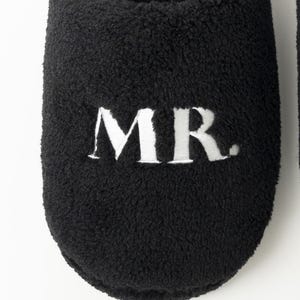 Black soft MR Slippers, gift for groom husband dad