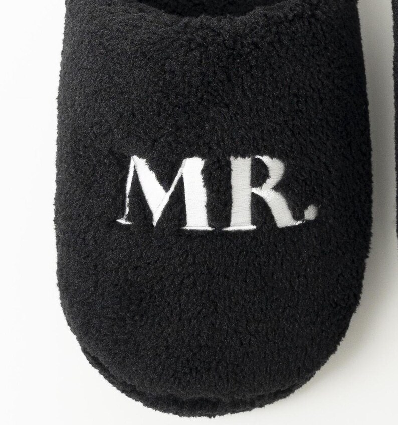 Black soft MR Slippers, gift for groom husband dad
