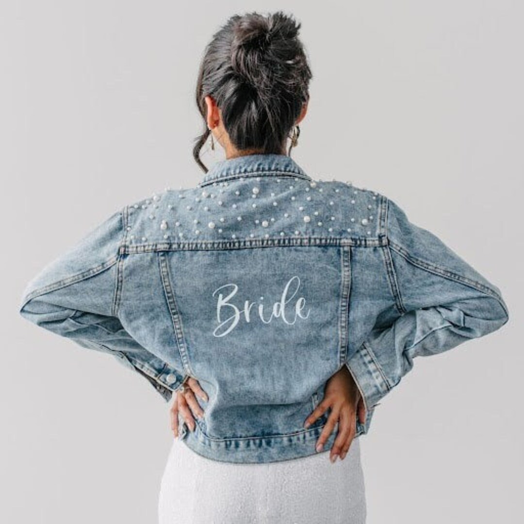Bride Jean Jacket, Personalized Bridal Jean Jacket, Bride Denim Jacket