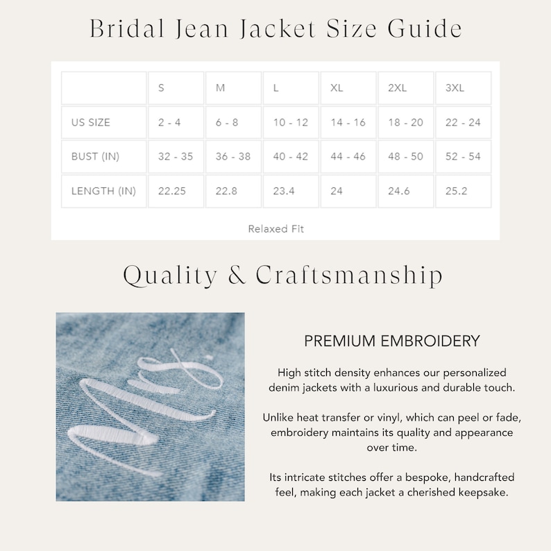 Jean Jacket Size Guide