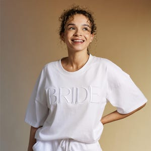 Embroidered BRIDE Shirt, Bride tshirt, oversized bridal shirt, bride t shirt, Bride T-shirt, BRIDE tee shirt, bridal oversized t-shirt
