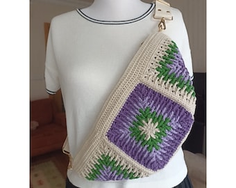 Mosaic Free Bag, Bohemian Granny Square Crochet Bum Bag Versatile Festival, Fanny Bag and Everyday Accessory, Gift For Her, Crochet Free Bag