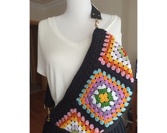 Colorful Free Bag, Bohemian Granny Square Crochet Bum Bag, Fanny Bag, Chest Bag, Crossbody Bag, Gift For Her, Banane Sac, Waist Bag, Gift