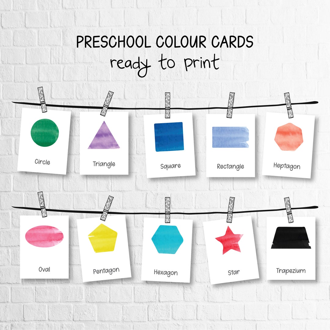 Watercolors Shapes Educational Poster Montessori Poster Etsy