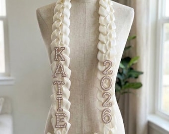 Handmade Satin Ribbon Graduation Stole, Ribbon & Fabric Lei, Custom Grad Sash, Senior Photo Prop, Unique Graduation Gift, Graduation Sash