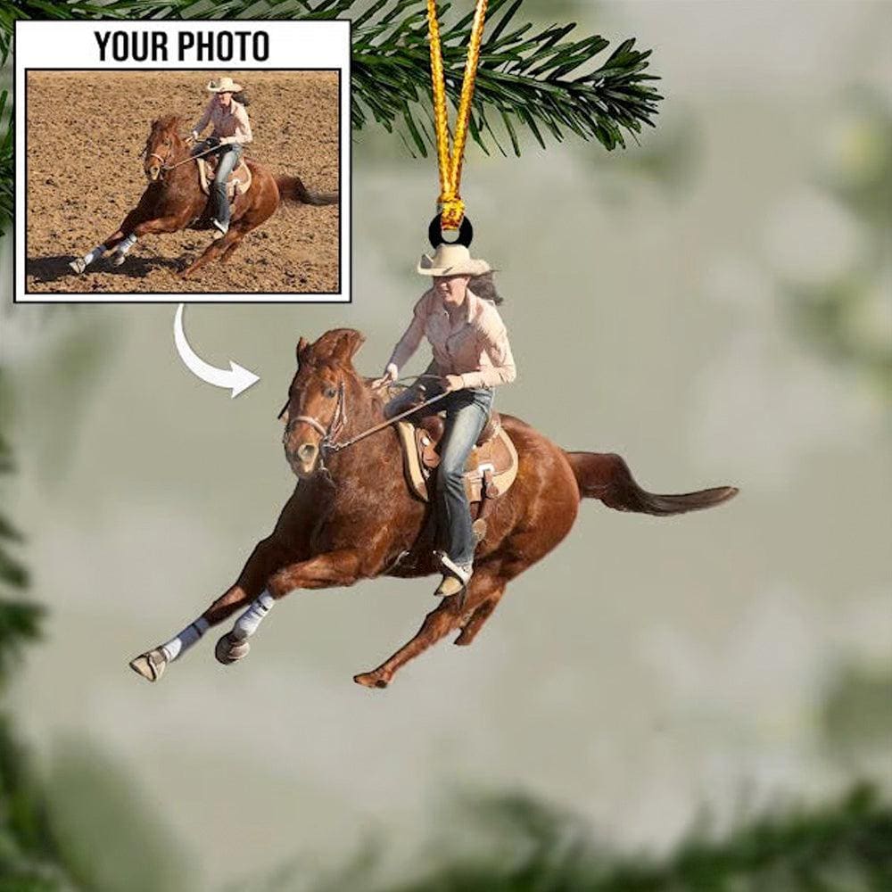 Personalized Riding Horse Photo Ornament, Riding Horse Christmas Ornament, Christmas Gift for Riding Horse Lovers, Xmas Tree Decor