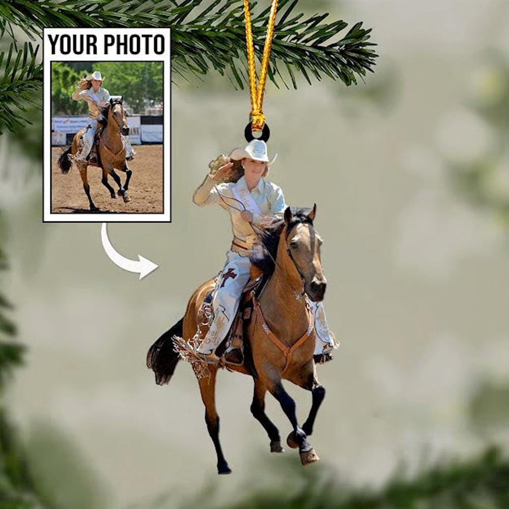 Personalized Riding Horse Photo Ornament, Riding Horse Christmas Ornament, Christmas Gift for Riding Horse Lovers, Xmas Tree Decor
