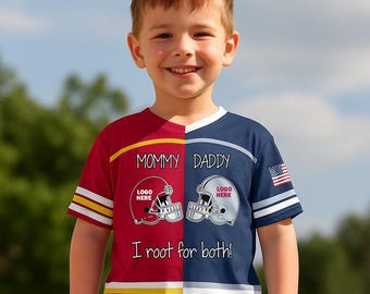 Custom Two Football Team Baby Bodysuit, House Divided Football Toddler and Youth Jersey, House Divided Kid's Shirt, Split Team Kids Shirt