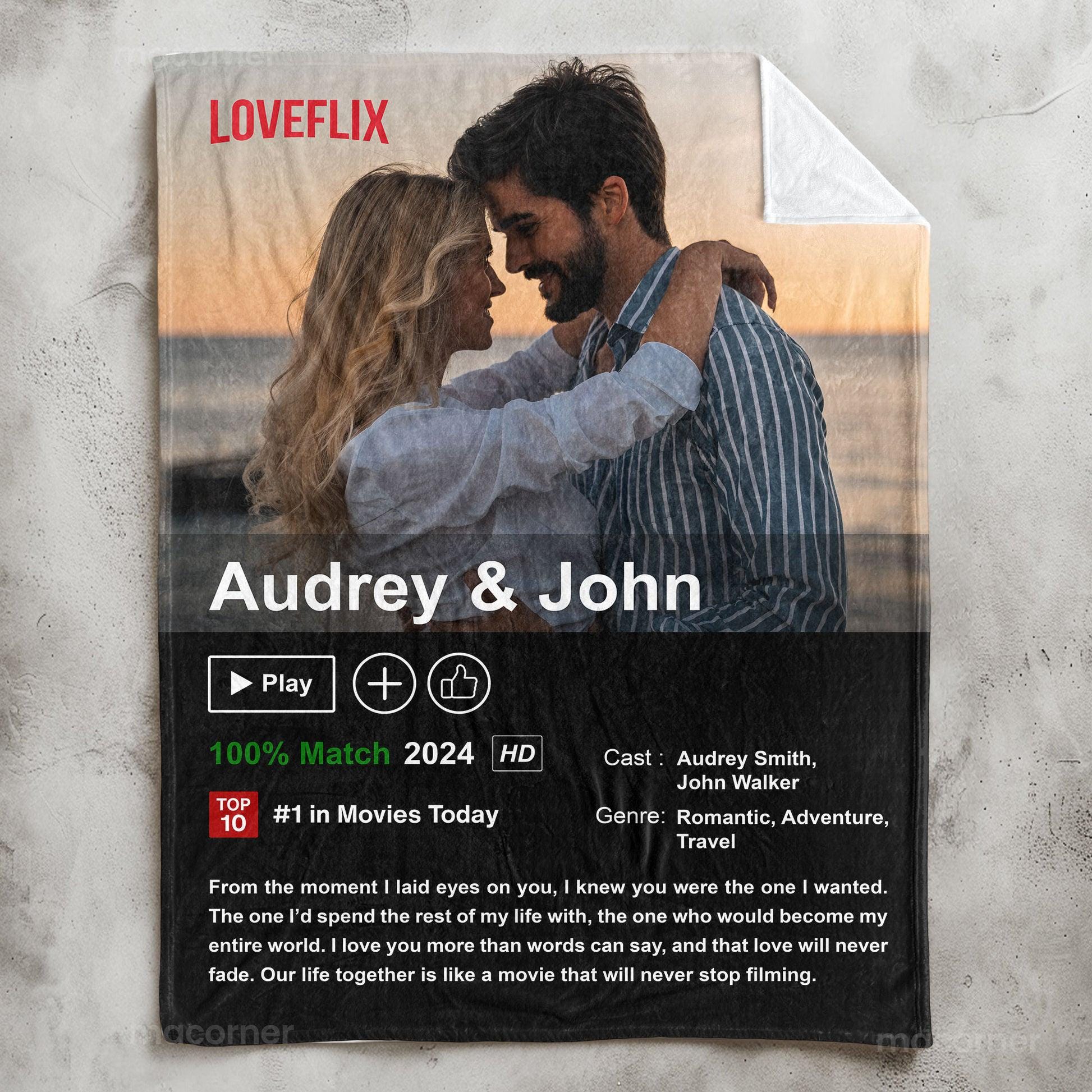 Custom Couples Netflix Movie Blanket, Custom Photo Netflix Movie Poster Blanket, Valentine Gift, Gift for Husband, Gift For Wife