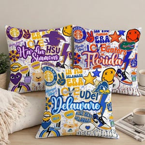 Custom College Pillows, University Pillow, College Bed Party Pillows, College Dorm Decor, School Pillows, Bed Party Pillows, College Merch