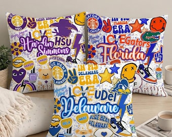 Custom College Pillows, University Pillow, College Bed Party Pillows, College Dorm Decor, School Pillows, Bed Party Pillows, College Merch