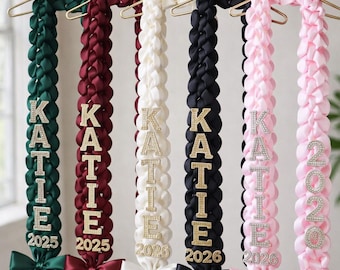 Handmade Satin Ribbon Graduation Stole, Ribbon & Fabric Lei, Custom Grad Sash, Senior Photo Prop, Unique Graduation Gift, Graduation Sash
