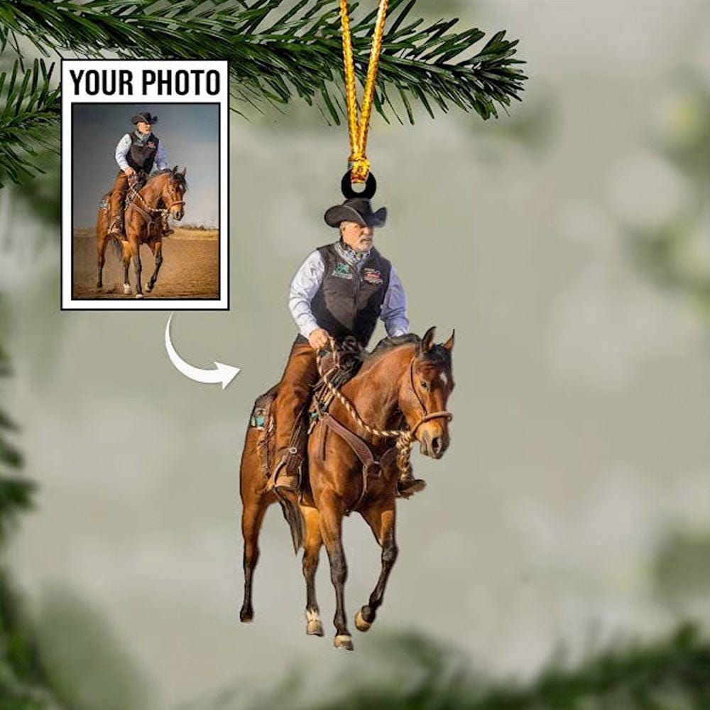 Personalized Riding Horse Photo Ornament, Riding Horse Christmas Ornament, Christmas Gift for Riding Horse Lovers, Xmas Tree Decor
