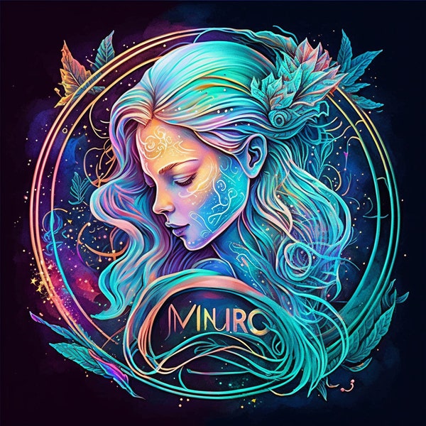 Virgo - 12 Zodiac Sign - T Shirt, Mugs, Canvas, Wallpaper, Tumblers, Posters, Postcards Design - Instant Download PNG File