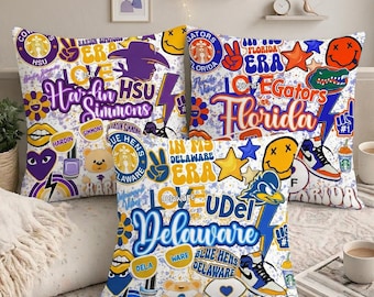 Custom College Pillows, University Pillow, College Bed Party Pillows, College Dorm Decor, School Pillows, Bed Party Pillows, College Merch