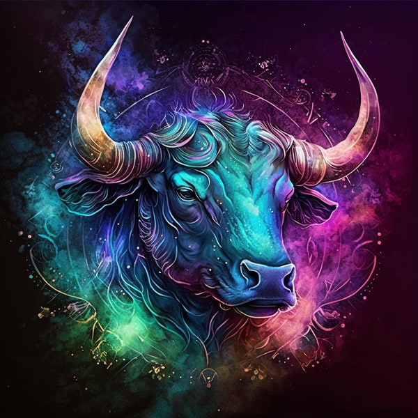 Taurus - 12 Zodiac Sign - T Shirt, Mugs, Canvas, Wallpaper, Tumblers, Posters, Postcards Design - Instant Download PNG File