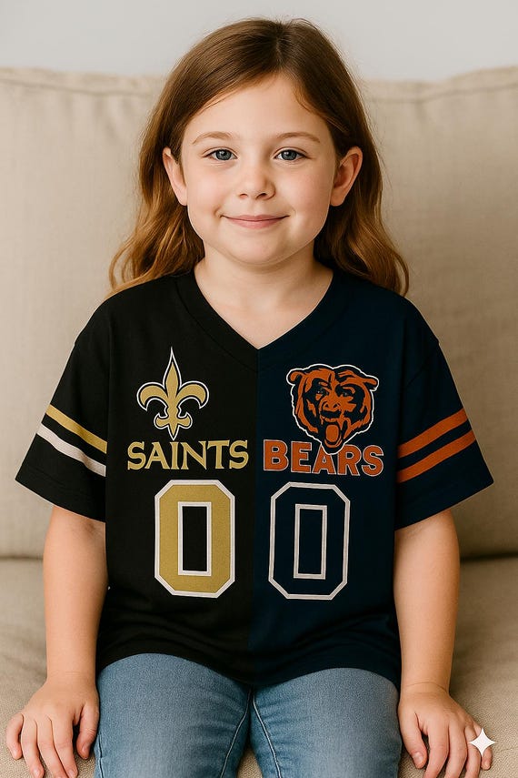 Custom Two Football Team Baby Bodysuit, House Divided Football Toddler and Youth Jersey, House Divided Kid's Shirt, Split Team Kids Shirt