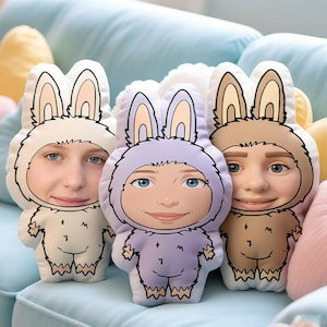 Custom Face Plush Pillow, 3D Shaped Pillow from Photo, Trending Pink Cartoon Character Doll Pillow, Cartoon Image Dolls, Pillow for Kids