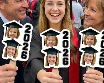 Custom Then Vs Now Custom Photo Graduation Fan, Personalized Graduation Gift, Class Of 2026 Senior Bestie Prop, Funny High School Grad