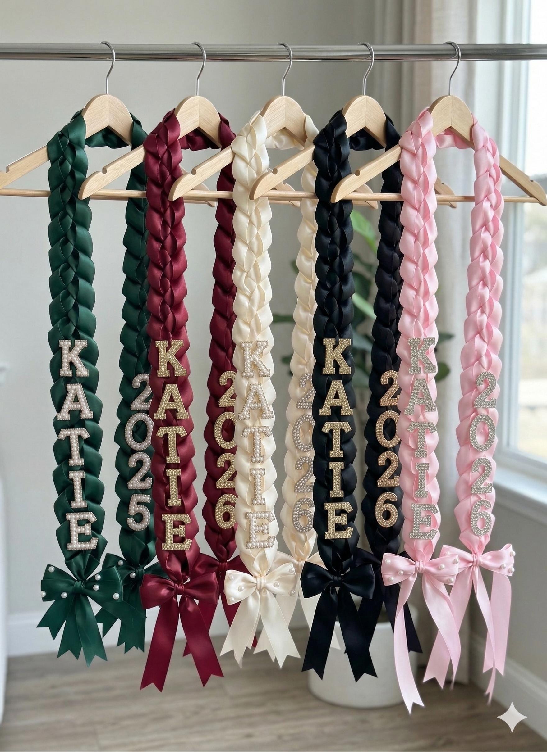 Handmade Satin Ribbon Graduation Stole, Ribbon & Fabric Lei, Custom ...