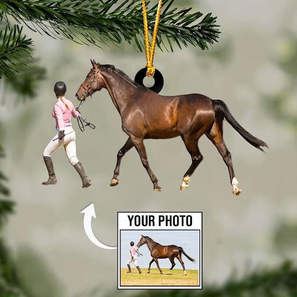 Personalized Riding Horse Photo Ornament, Riding Horse Christmas Ornament, Christmas Gift for Riding Horse Lovers, Xmas Tree Decor