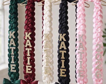 Handmade Satin Ribbon Graduation Stole, Ribbon & Fabric Lei, Custom Grad Sash, Senior Photo Prop, Unique Graduation Gift, Graduation Sash